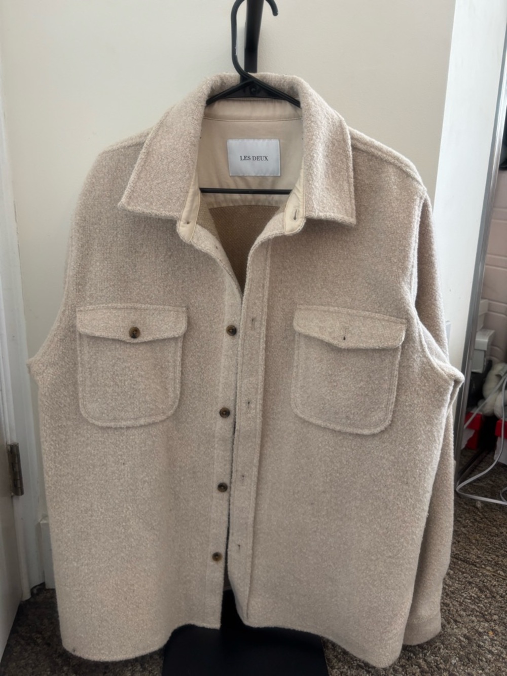 Les Deux Beige Bouclé Shacket Men’s